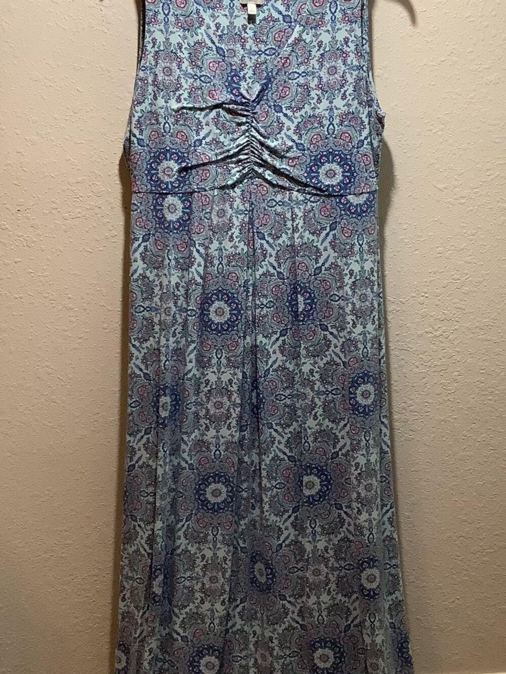 Talbots Maxi Dress Blue Mandala Design Sleeveless Long Skirt - Large